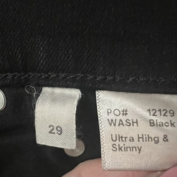 Reformation Women's Jeans Size 29 Ultra High & Skinny Black Organic Cotton Zip - Picture 4 of 10